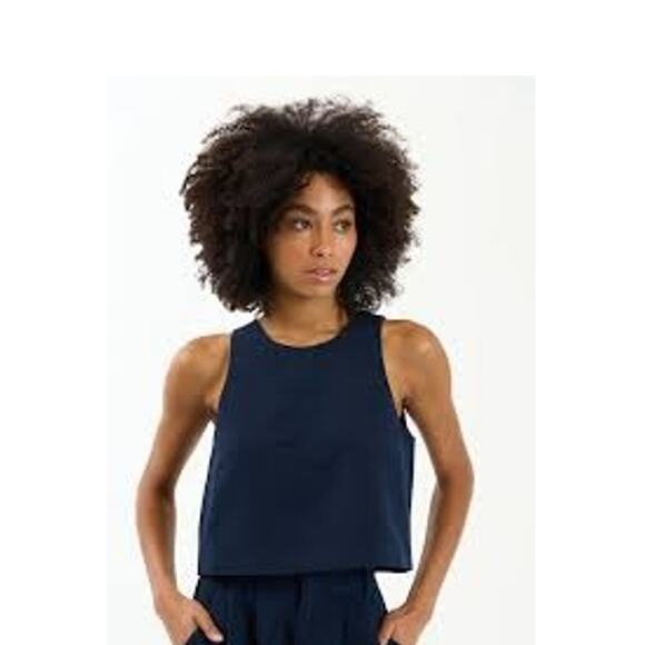 BLACK HALO | 0 XS | Cropped Top Sleeveless Blouse Tank Womens Luxury Basic - Picture 1 of 5